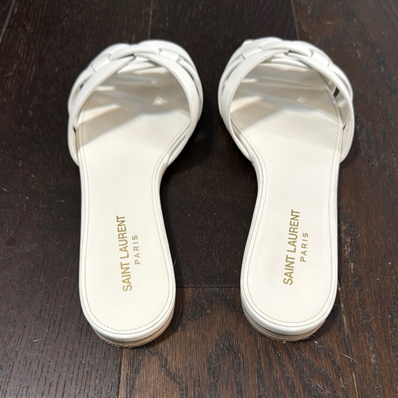 Saint Laurent White Slide Sandals - Picture 3 of 8
